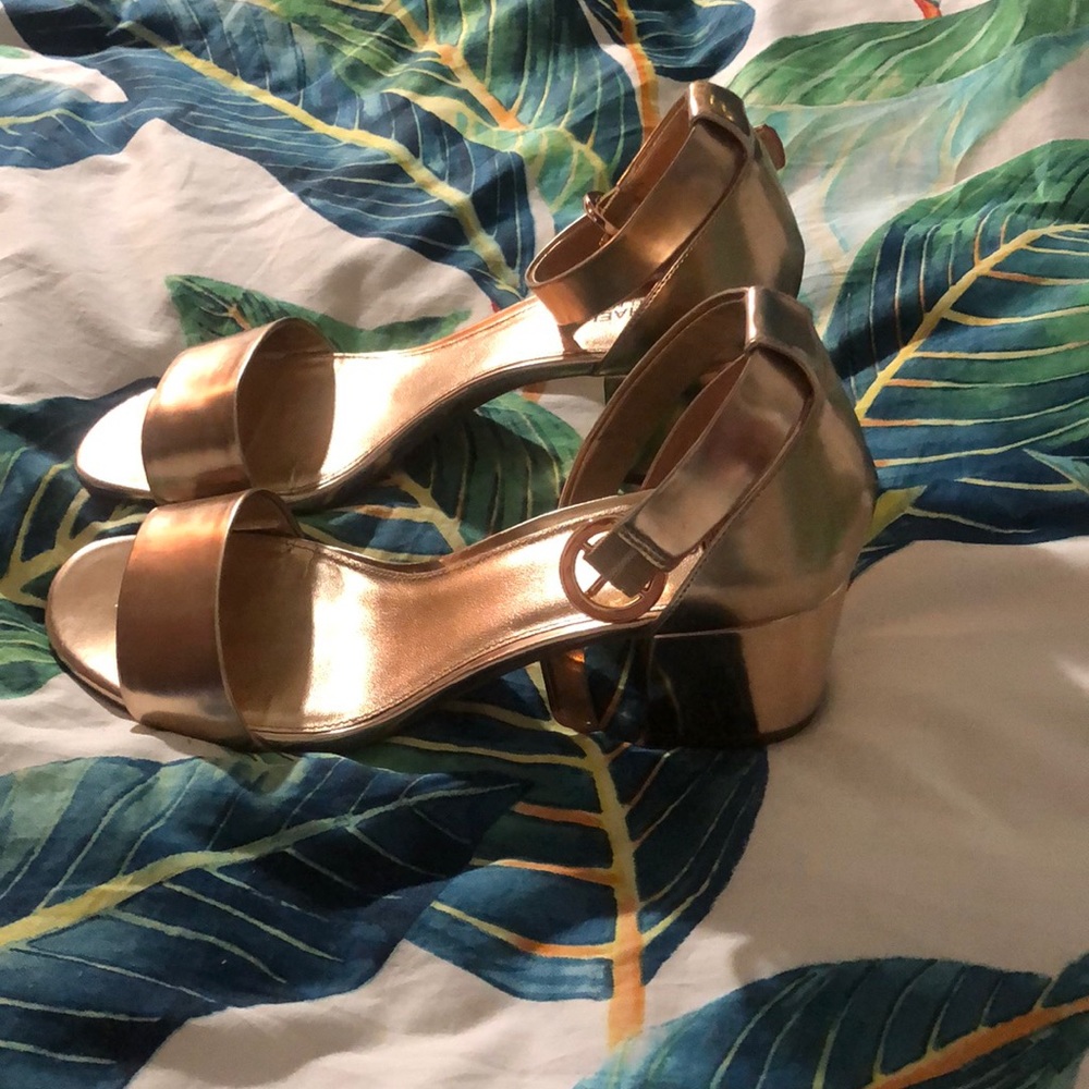 Rose Gold Michael Kors Block Heel Sandals